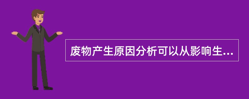 废物产生原因分析可以从影响生产过程的八个方面进行，这八个方面指的是：原辅材料和能