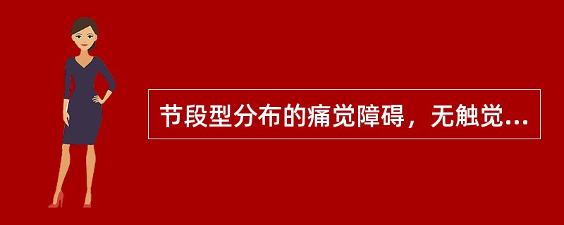 节段型分布的痛觉障碍，无触觉障碍，病变部位在（）。