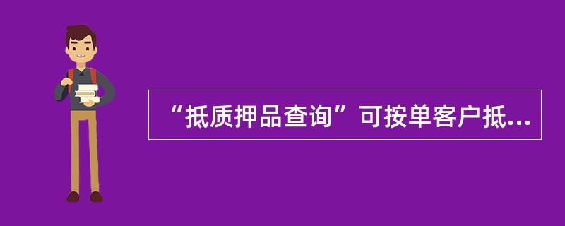 “抵质押品查询”可按单客户抵质押品情况明细查询、地区抵质押品汇总查询、（）、押品