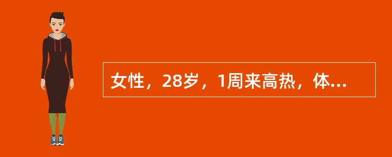 女性，28岁，1周来高热，体征和影像学检查确定右侧胸腔积液，胸水黄色透明，ADA