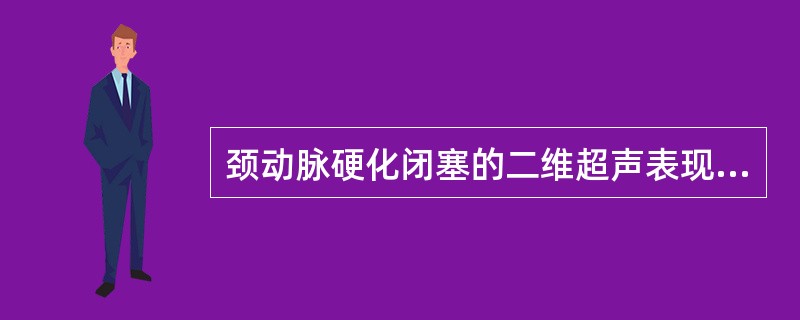 颈动脉硬化闭塞的二维超声表现是（）。①颈动脉管壁内膜面回声增强变厚，表面粗糙，连