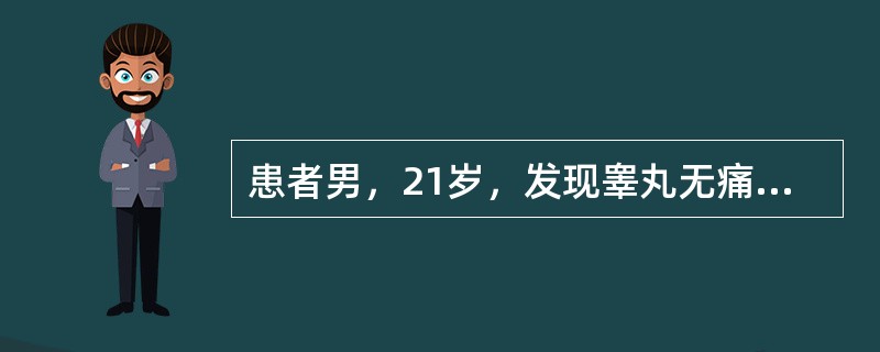 患者男，21岁，发现睾丸无痛肿块，局部不规则，结合超声图像，最可能的诊断是（）。