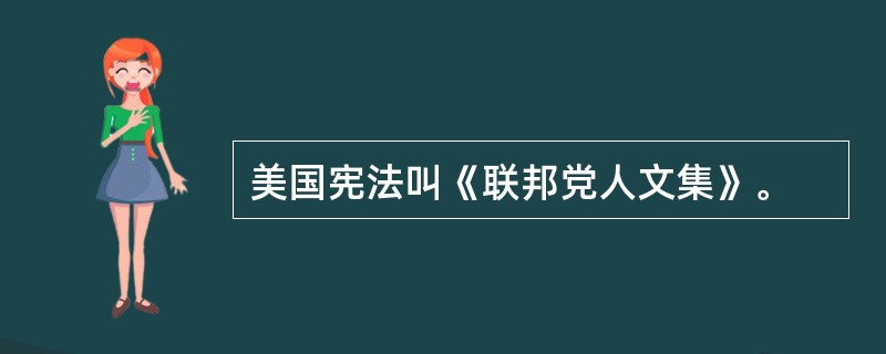 美国宪法叫《联邦党人文集》。