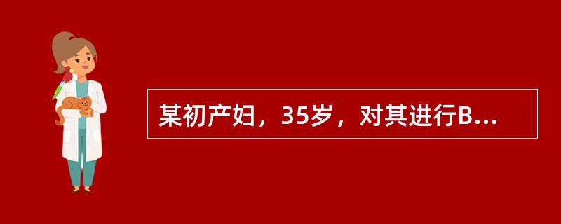 某初产妇，35岁，对其进行B超测量骨盆结果是：入口平面前后径11cm，横径13c