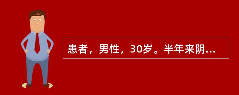 患者，男性，30岁。半年来阴囊局限性浸润肥厚，阴囊褶皱加深，有渗液，皲裂，结痂。