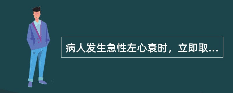 病人发生急性左心衰时，立即取（）位，双腿（），高流量给氧，酒精湿化。