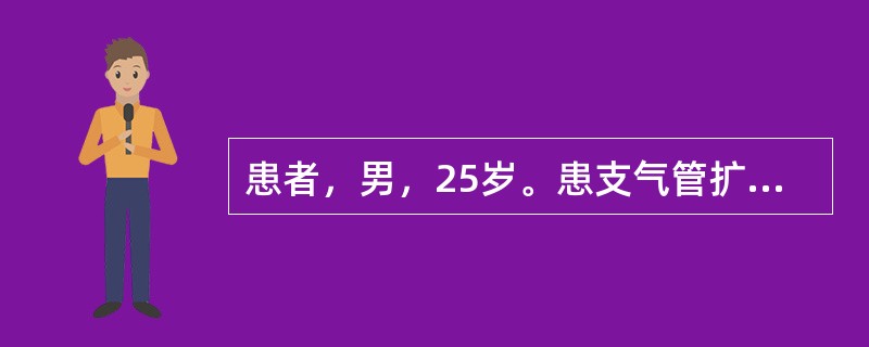 患者，男，25岁。患支气管扩张症，咯血约200ml后突然中断，呼吸极度困难喉部有