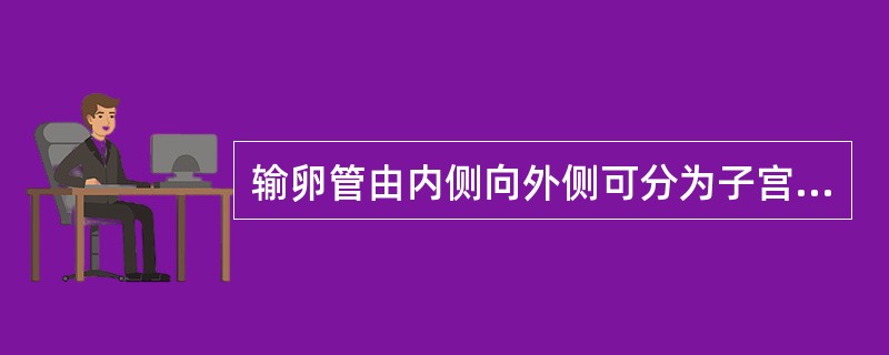 输卵管由内侧向外侧可分为子宫部、子宫峡部、子宫漏斗部、子宫壶腹部。（）