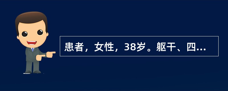 患者，女性，38岁。躯干、四肢反复皮疹3年。无全身不适，偶痒。皮疹初发时呈绿豆至