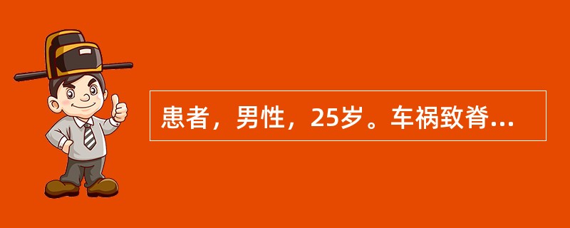 患者，男性，25岁。车祸致脊柱骨折脱位，表现为损伤节段以下痉挛性瘫痪，对侧痛温觉