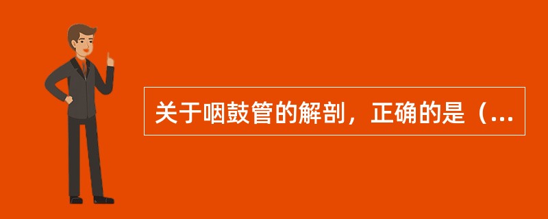 关于咽鼓管的解剖，正确的是（请从以下5个备选答案中选出3个正确答案）（）。