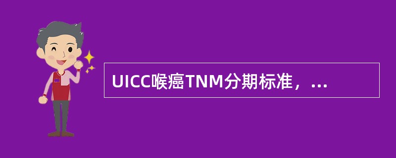 UICC喉癌TNM分期标准，哪一病变属声门区T3（）。
