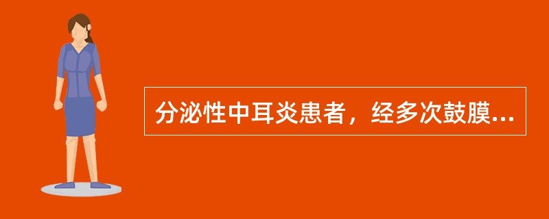 分泌性中耳炎患者，经多次鼓膜穿刺抽液及注射治疗，鼓室积液仍出现，宜选择进行（）。