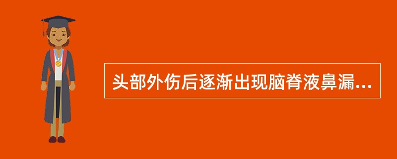 头部外伤后逐渐出现脑脊液鼻漏提示