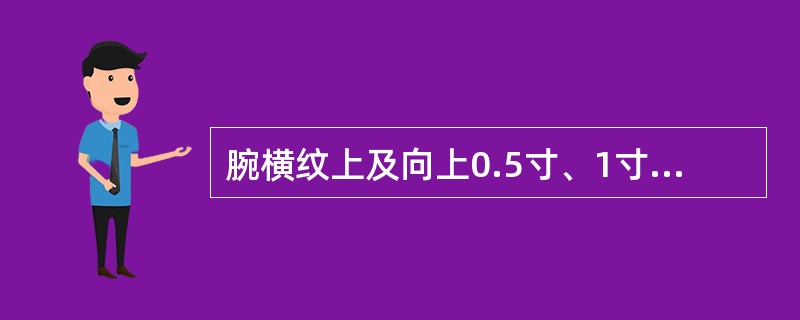 腕横纹上及向上0.5寸、1寸、1.5寸，尺侧腕屈肌腱的桡侧，其穴位分别是（）