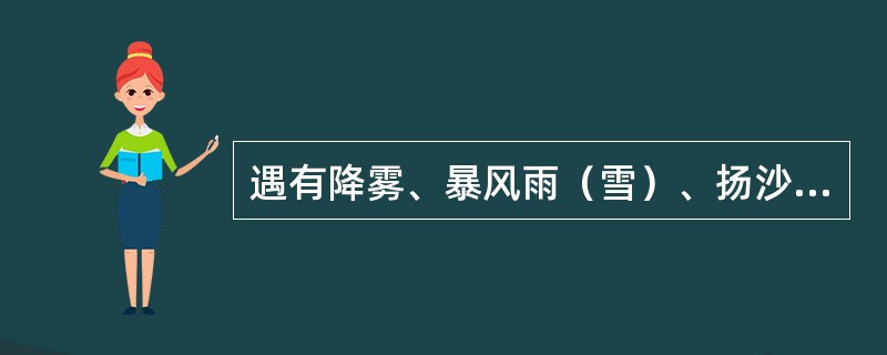 遇有降雾、暴风雨（雪）、扬沙等恶劣天气时影响了望，应停止（）和（）。必须作业时，