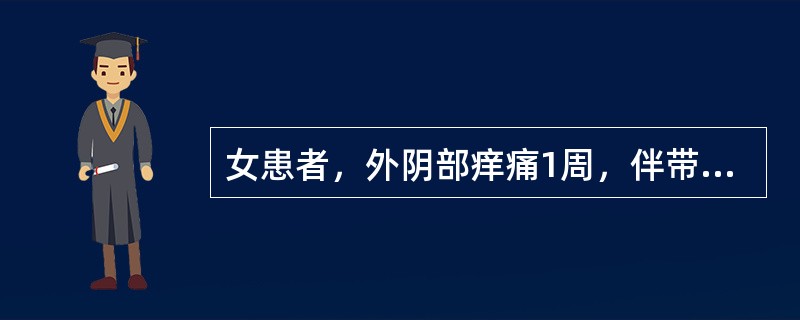 女患者，外阴部痒痛1周，伴带下量多，色黄如脓，有臭味，心烦少寐，胸闷不适。舌苔黄