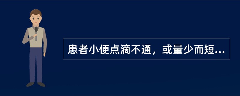 患者小便点滴不通，或量少而短赤灼热，小腹胀满，口苦口黏，或口渴不欲饮，或大便不畅