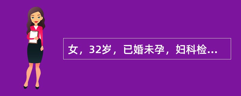 女，32岁，已婚未孕，妇科检查发现子宫增大如孕12周，B超提示子宫前壁壁间单发肌