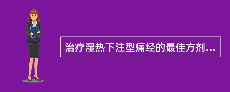 治疗湿热下注型痛经的最佳方剂是：（）