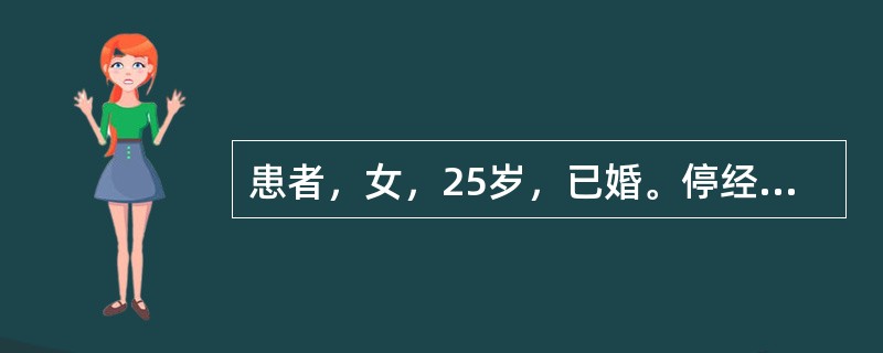 患者，女，25岁，已婚。停经38天，基础体温上升24天，近2天，少量阴道流血。其