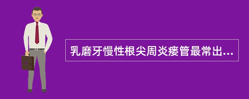 乳磨牙慢性根尖周炎瘘管最常出现于（）