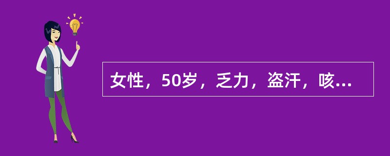 女性，50岁，乏力，盗汗，咳嗽2个月入院，痰涂片抗酸杆菌（+），治疗过程中病人诉