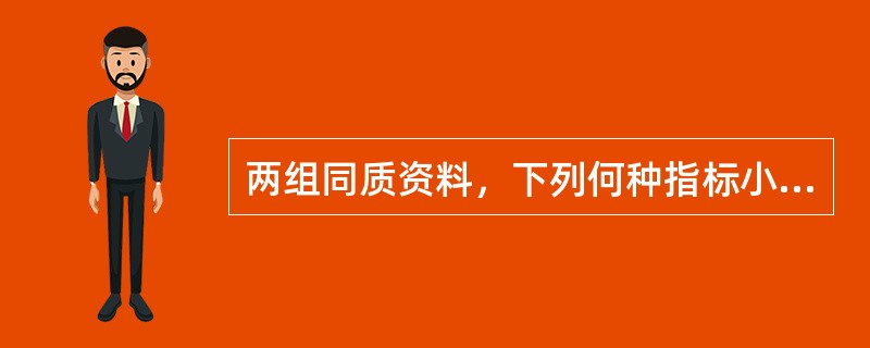 两组同质资料，下列何种指标小则其样本均数估计总体均数的抽样误差小（）