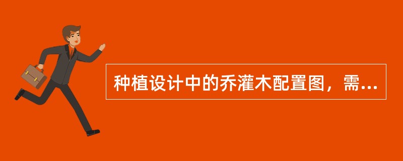 种植设计中的乔灌木配置图，需标明种植地位、树种、株数和规格.