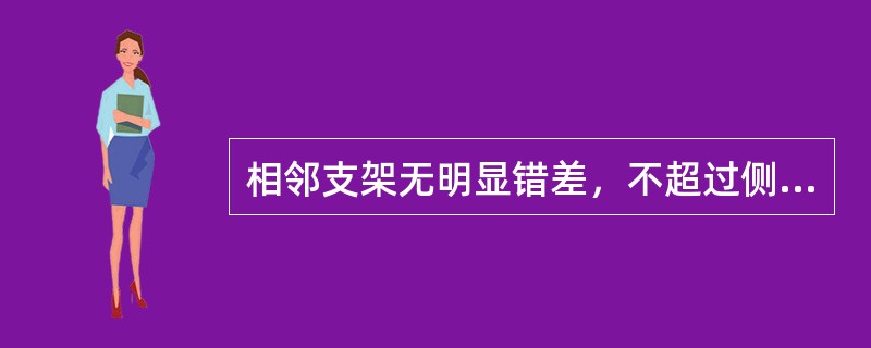 相邻支架无明显错差，不超过侧护板高度的（），架间隙不超过（）mm。