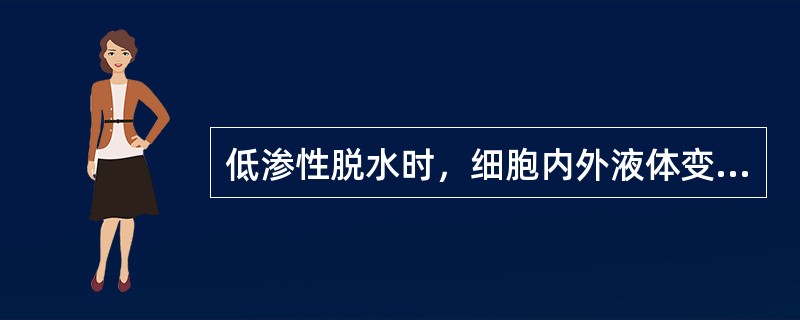 低渗性脱水时，细胞内外液体变化的特点是（）。