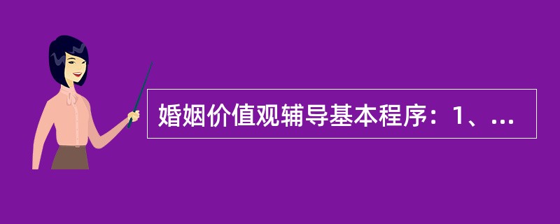 婚姻价值观辅导基本程序：1、了解咨询者需求；2、从如何树立正确的婚姻价值观（）四