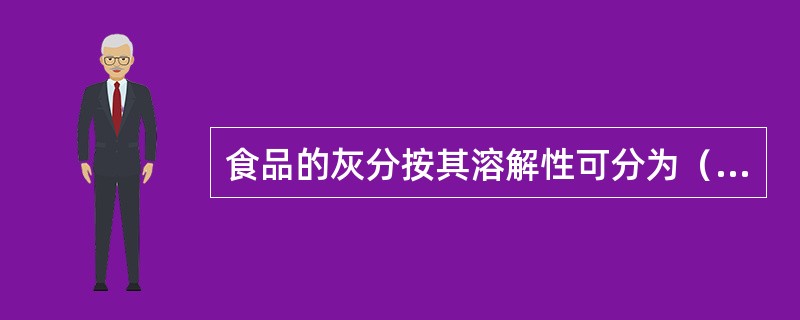 食品的灰分按其溶解性可分为（）、水不溶性灰分和酸不溶性灰分。