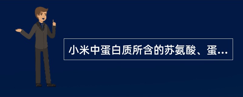 小米中蛋白质所含的苏氨酸、蛋氨酸和色氨酸较一般谷类高，唯一缺乏的是（）。