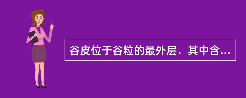 谷皮位于谷粒的最外层．其中含有—定量的蛋白质、脂肪和（）。糊粉层位于谷皮下，蛋白