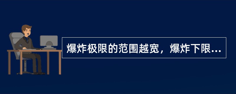 爆炸极限的范围越宽，爆炸下限越小，则此物质越危险。