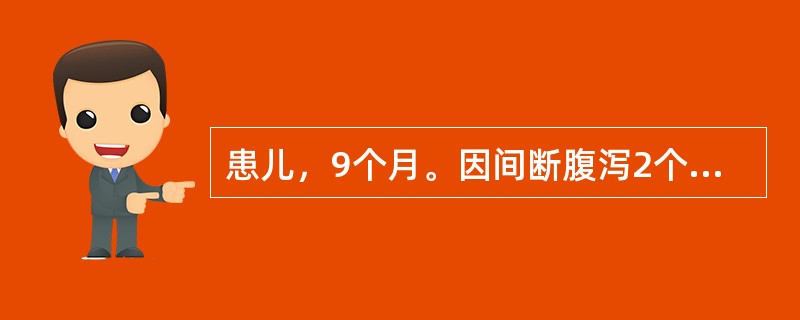 患儿，9个月。因间断腹泻2个月，面色苍白1个月住院。足月顺产，母乳喂养，按时添加