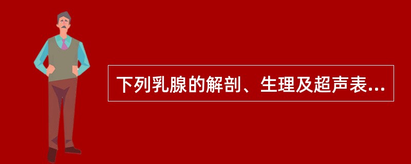 下列乳腺的解剖、生理及超声表现的叙述，不正确的是（）。