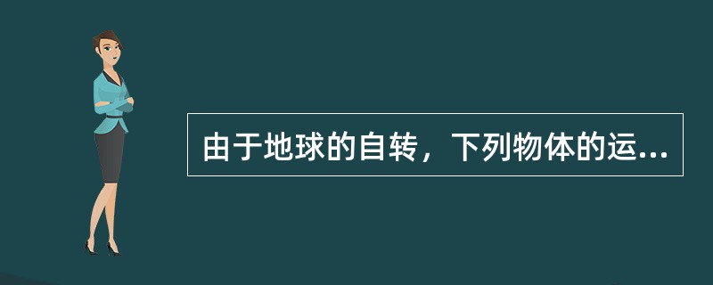 由于地球的自转，下列物体的运动中方向偏转正确的是（）