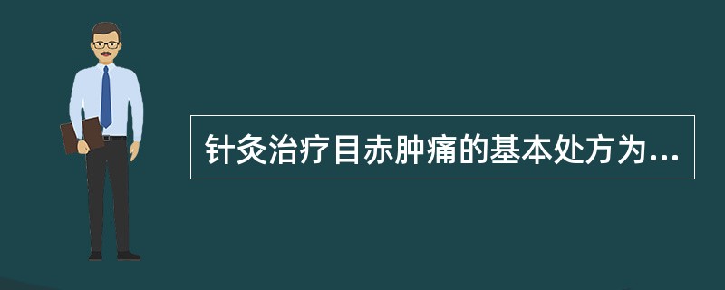 针灸治疗目赤肿痛的基本处方为（）、（）、（）、（）、（）等穴。