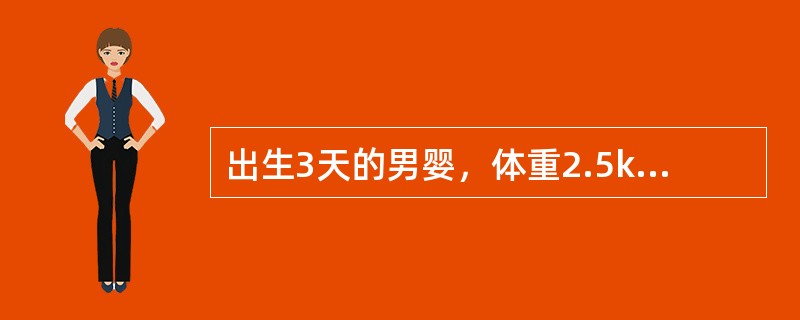 出生3天的男婴，体重2.5kg，生后第1天即出现呕吐，频繁呕吐黄绿色液，一直未排