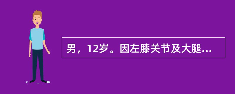 男，12岁。因左膝关节及大腿间歇性疼痛及跛行1年就诊。以下哪一项在该患儿的诊断与