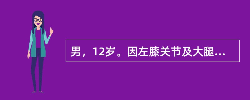 男，12岁。因左膝关节及大腿间歇性疼痛及跛行1年就诊。该患儿首先考虑作哪一项检查
