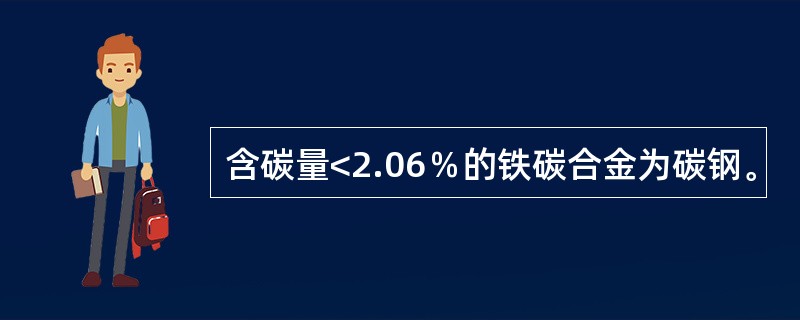 含碳量<2.06％的铁碳合金为碳钢。