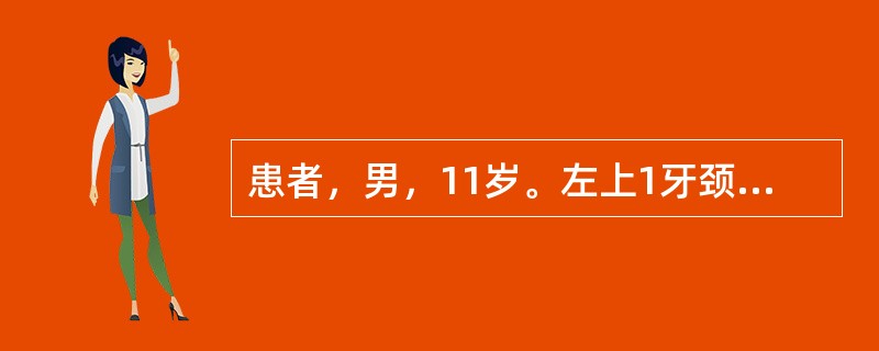 患者，男，11岁。左上1牙颈部冠折，已行根管治疗。患者20岁时，复诊正常，要求更