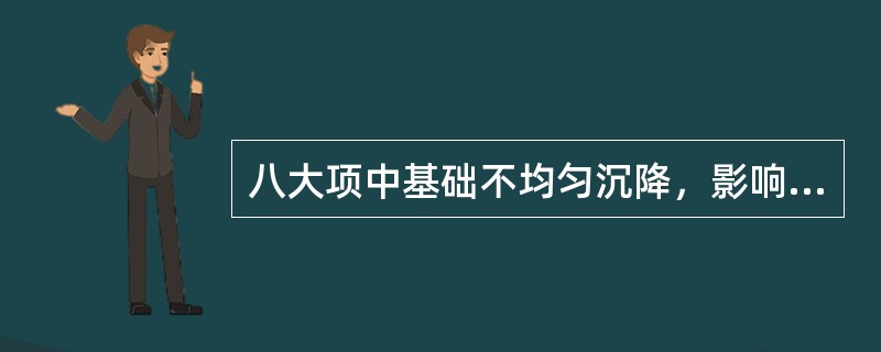 八大项中基础不均匀沉降，影响上部结构的，砌体弓凸、倾斜、开裂、变形等需要维修的属