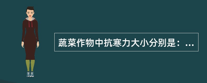 蔬菜作物中抗寒力大小分别是：（）、（）、（）、（）、（）、（）、（）、（）、（）