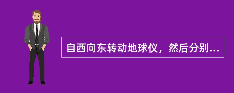 自西向东转动地球仪，然后分别正对北极、南极和赤道，观察地球自转方向有什么不同？并