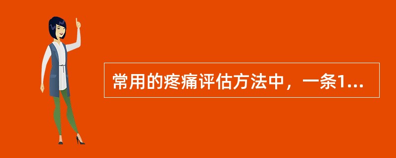 常用的疼痛评估方法中，一条100mm的直线，线左端表示"无痛"，线右端表示"无法