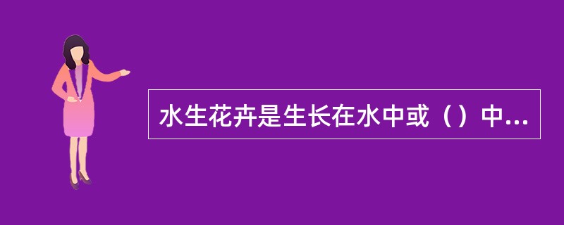 水生花卉是生长在水中或（）中的花卉，如睡莲、荷花、菖蒲等。